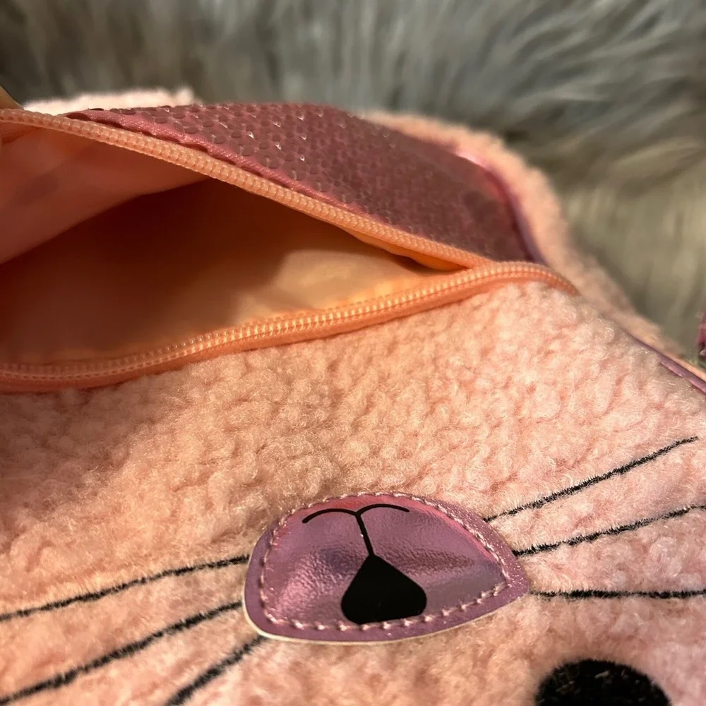Wonder Nation Girls Pink Cat Backpack Faux Fur Mini‎ Bag